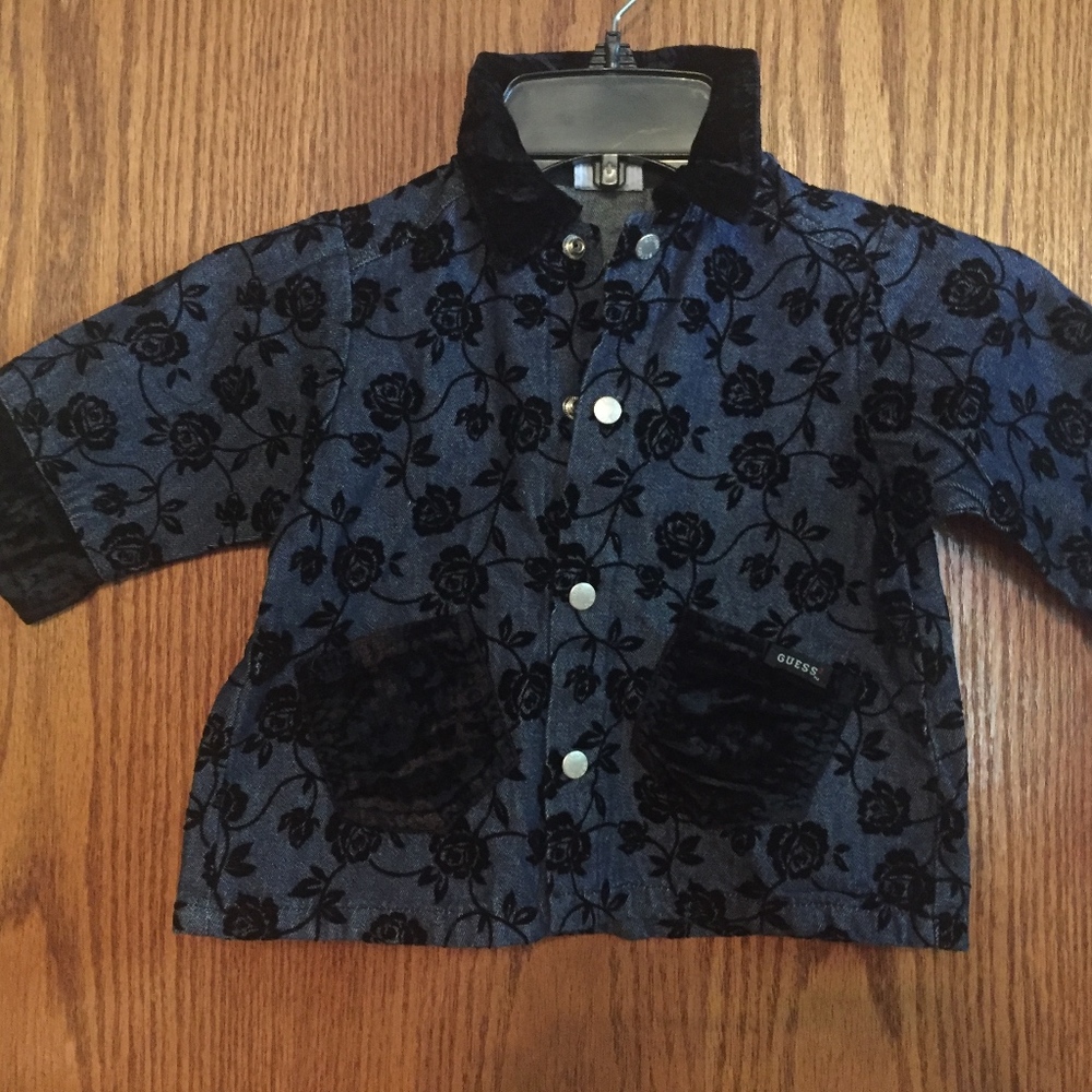 GIRLS BABY GUESS LONG SLEEVE SHIRT SZ 12M NWT